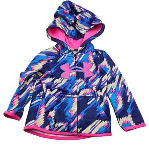 Under Armour Baby Girls Sz 9-12M Zip Up Hoodie Pink Purple Blue Athletic